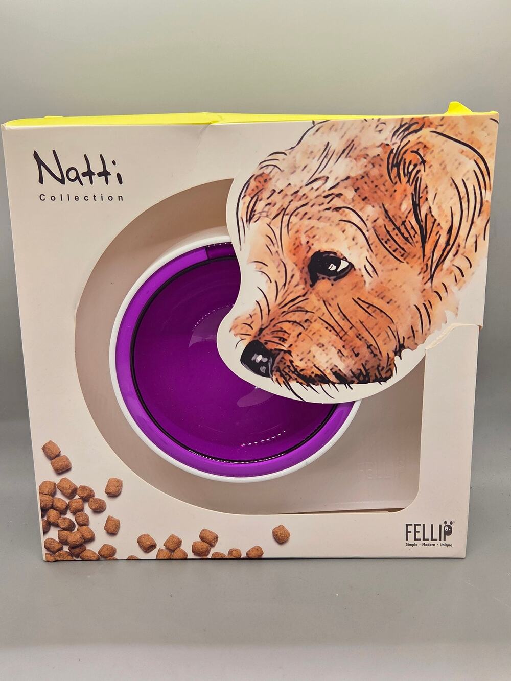Fellip Natti Collection Non-Slip Pet Bowl Purple Removable Bowl Small Dog